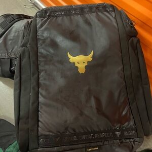 Under Armour Black Backpack with Gold Bull Logo